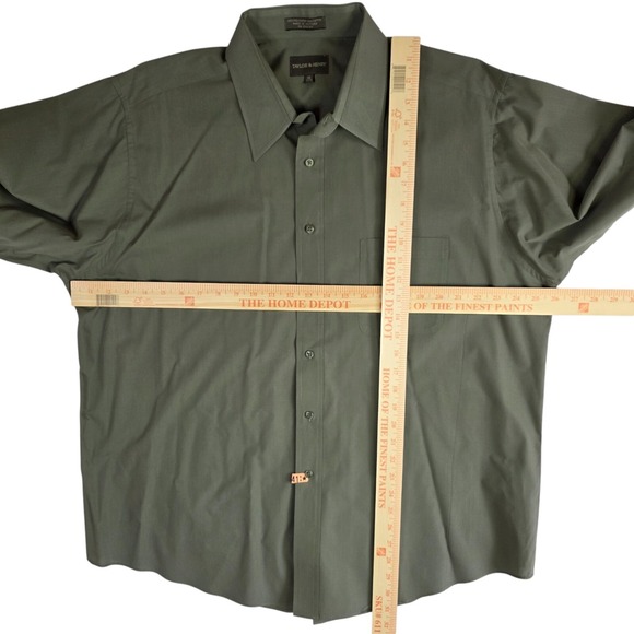 Taylor & Henry Dress Shirt‎ Men's Size 18 34/35 Green Long Sleeve Button F - Picture 4 of 6